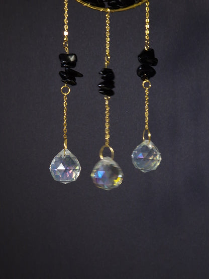 Halbmond Suncatcher mit Obsidian