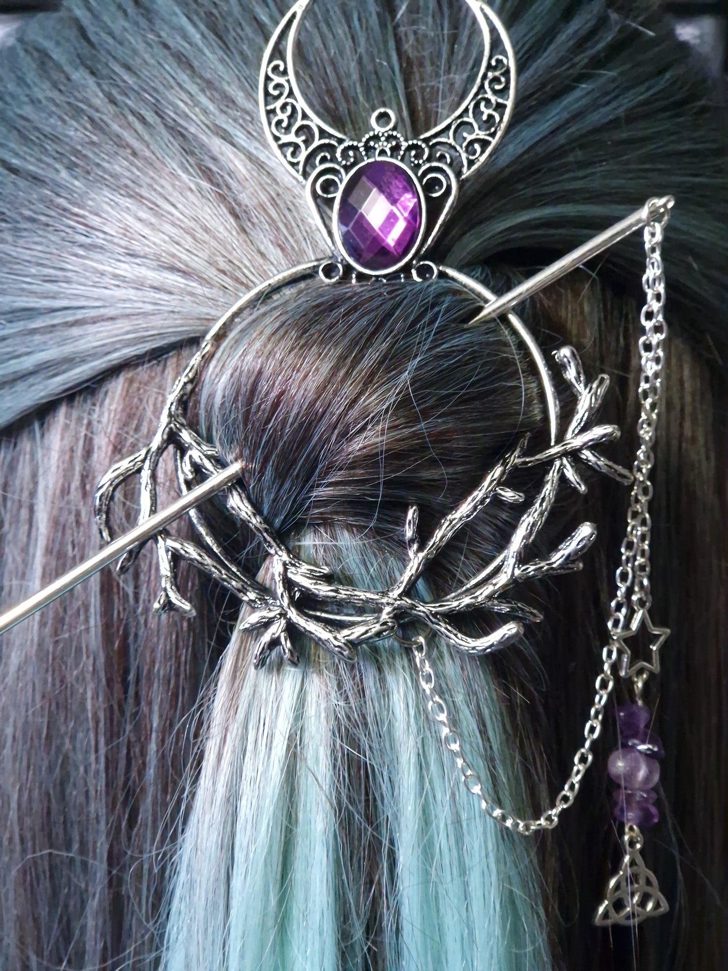 Haarnadel mit Amethystsplitter